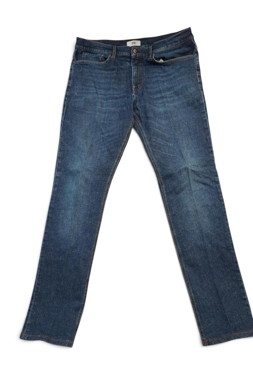 Spoke Build A Jeans Mens 36x32 Blue Medium Wash Regular Straight Stretch Hemp